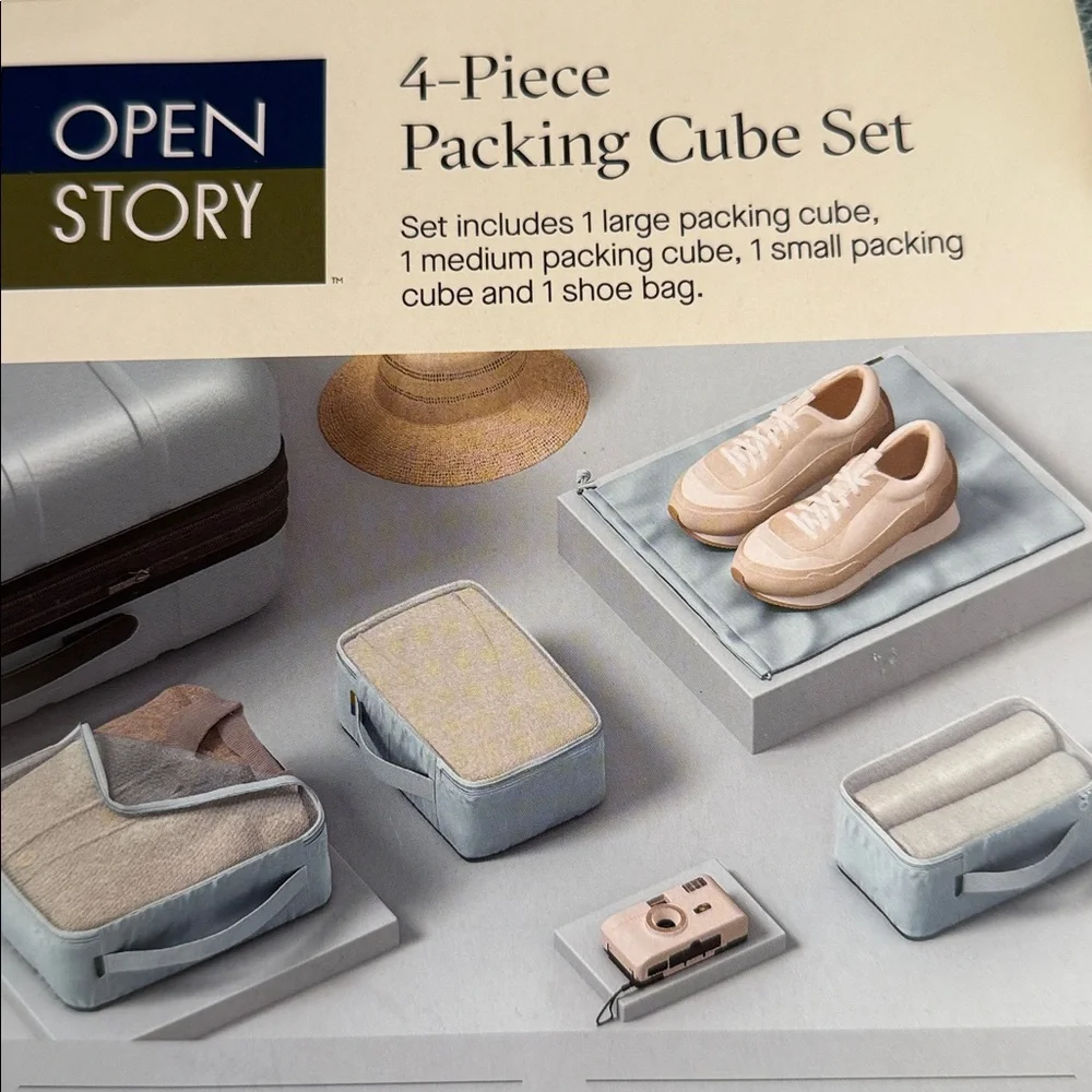 Open Story Blue Packing Cube Set. Set of 3.